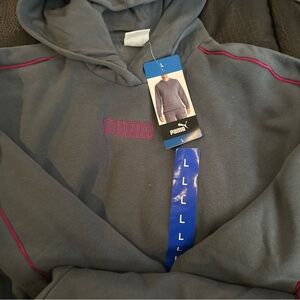 Puma Charcoal Hoodie with Magenta Details